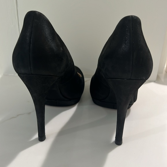 Brian Atwood Black Sueded Sculpted Platform Pump 37.5 - Picture 3 of 9